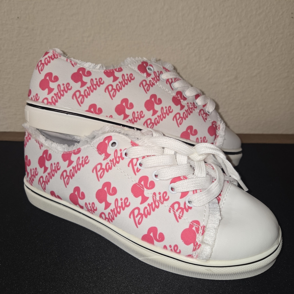 NWOT Women's Barbie Pink and White Logo Sneakers